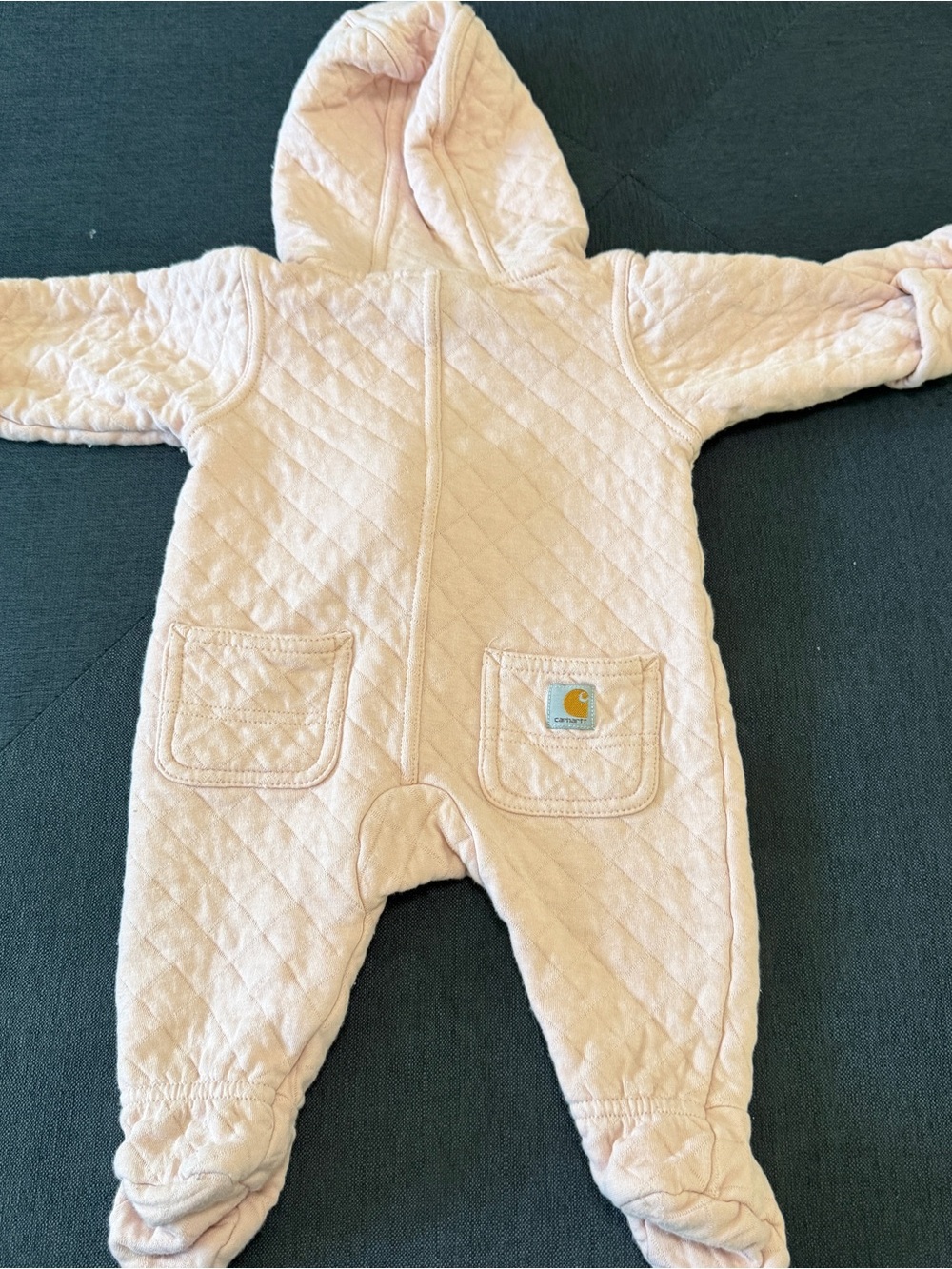 Carhartt 3M Quilted Hooded Pink with Black Zipper Coveralls Sz 3M - Picture 6 of 6
